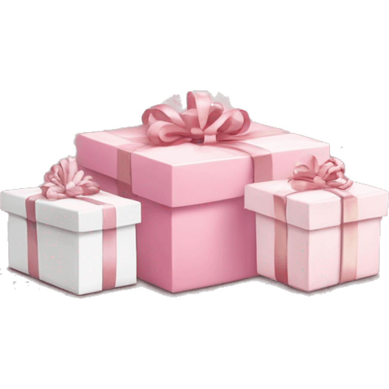 Light pink Christmas gifts under a white Christmas tree  emoji