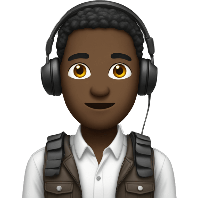 Black guy with headset on and feathers emoji