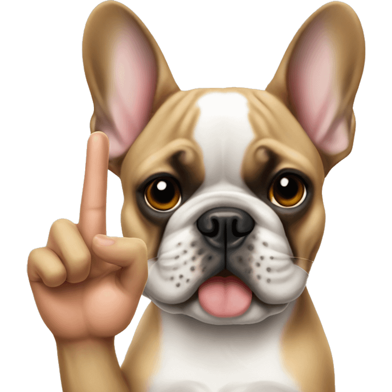 French bulldog giving the middle finger emoji