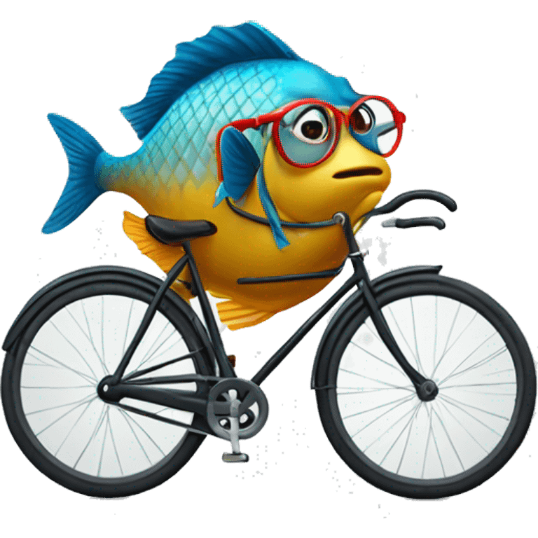 A fish on the bicycle with glasses  emoji