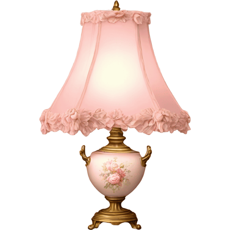 highly detailed vintage rococo light pink dainty floral lamp emoji