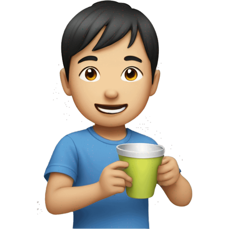 asian little boy playing with cups  emoji