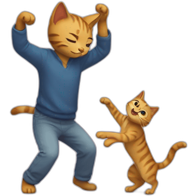 Cat dancing with human emoji