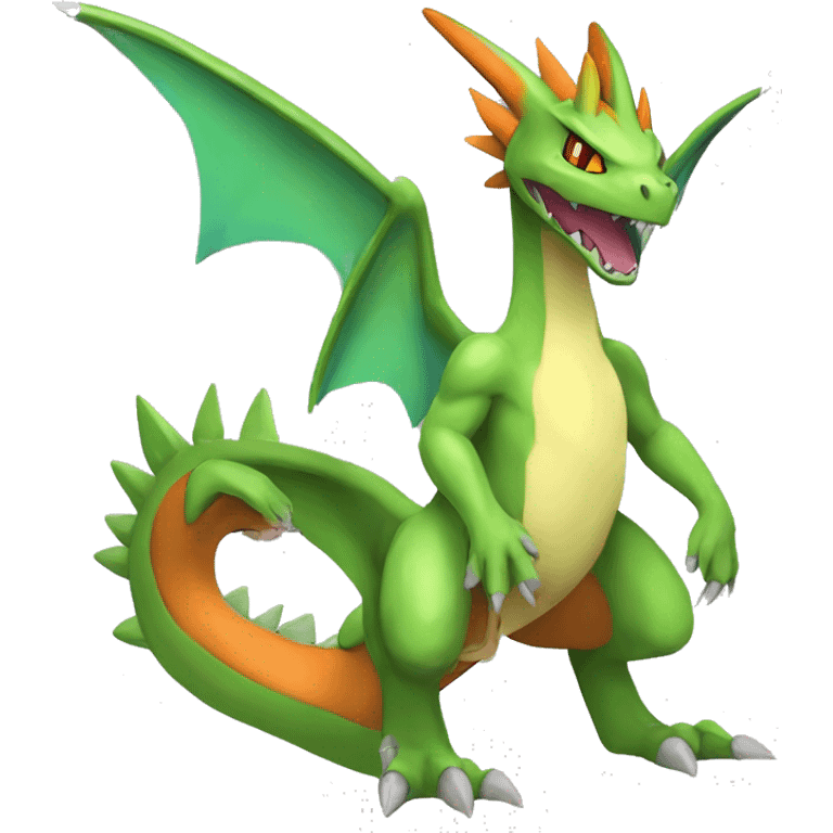 Anthro Cool Edgy Legendary Fakemon-Pokémon-Flygon-Charizard-Fantasy-Creature With Full Body Detailed High Quality emoji