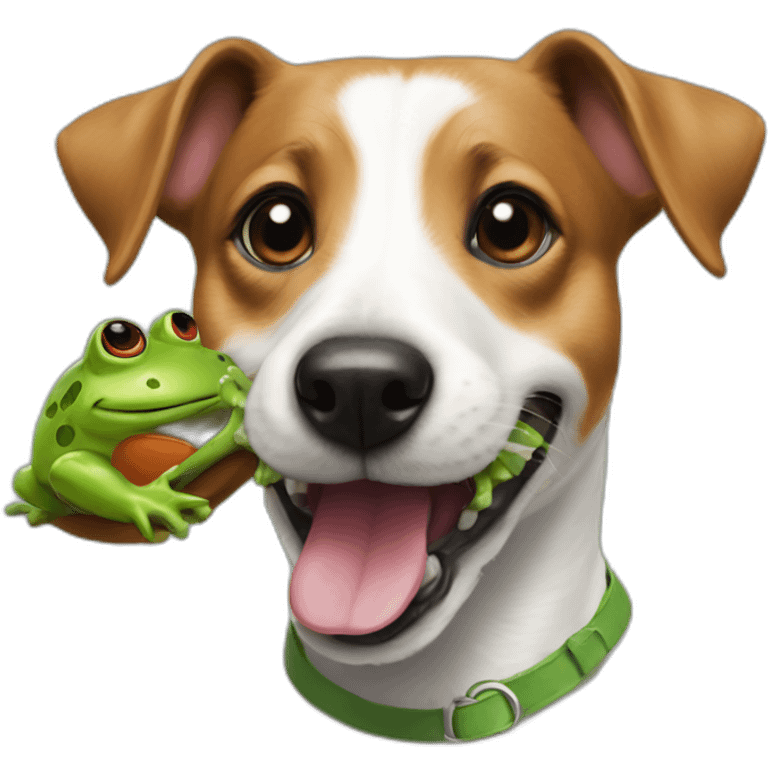 A large jack russel with toy frog in mouth emoji