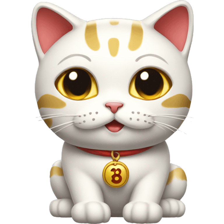 lucky cat with the number thirteen emoji