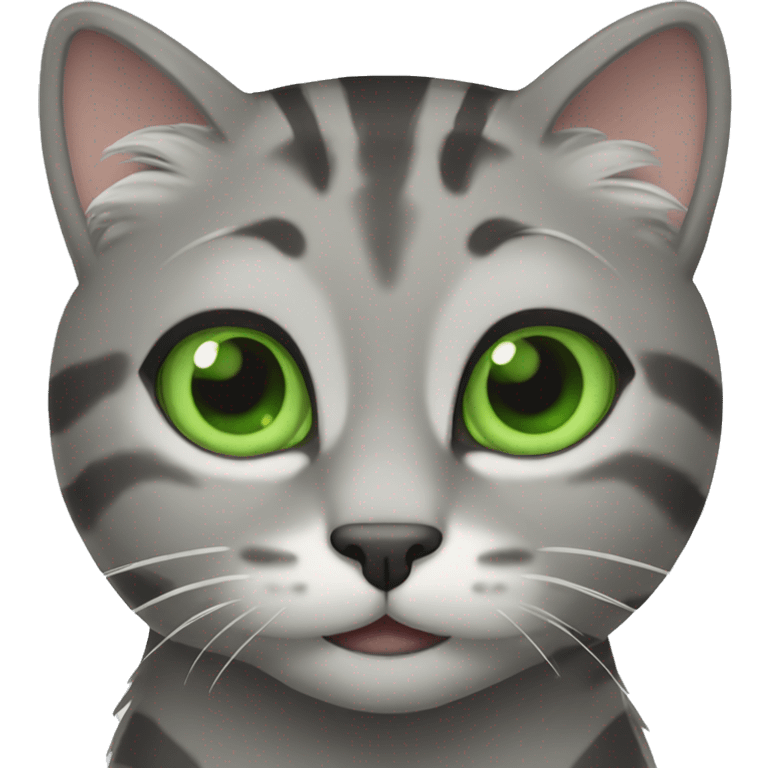 Gray tabby cat with green eyes emoji