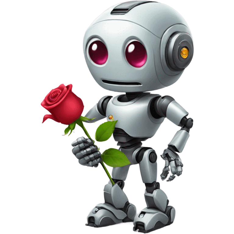 cute robot holds a rose emoji