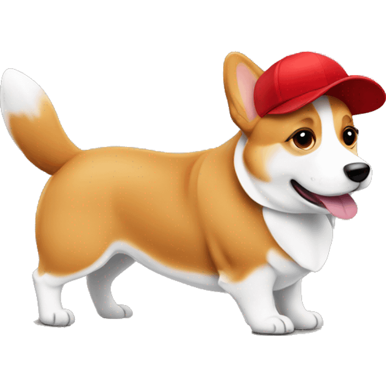 a corgi dog using red cap emoji