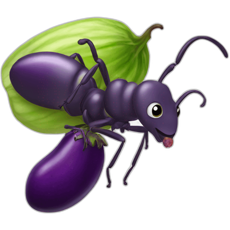 Ant eating eggplant emoji