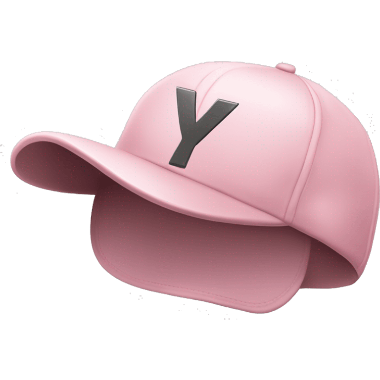 Pastel pink cap with an y on it, Schild auf der linken Seite emoji