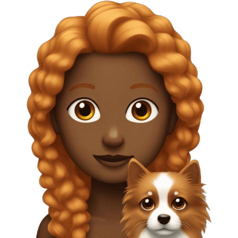 Ginger girl with black female spitz emoji