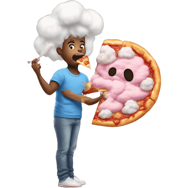 Cotton candy eating pizza emoji