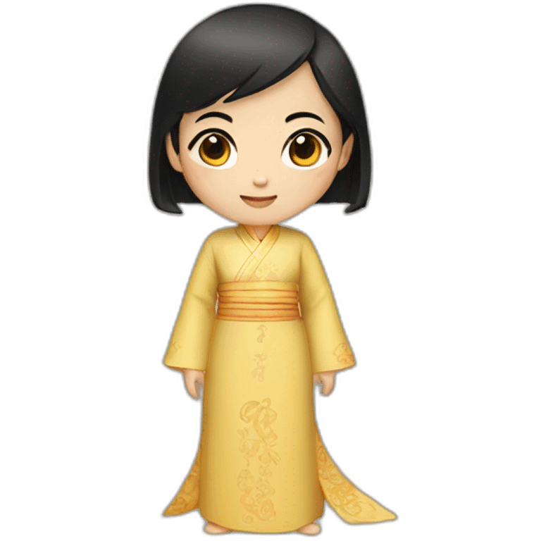 asian girl with black hair wearing ao dai full body emoji