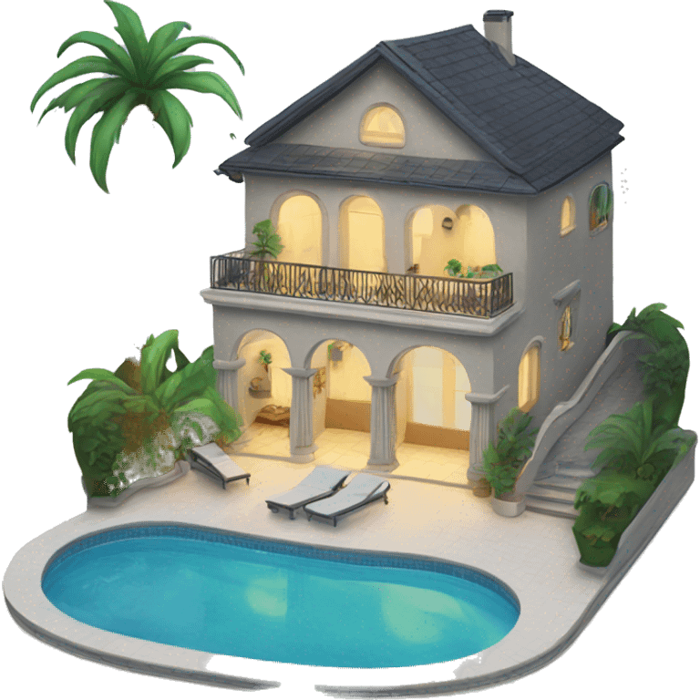 Villa with swimming pool and Palms emoji