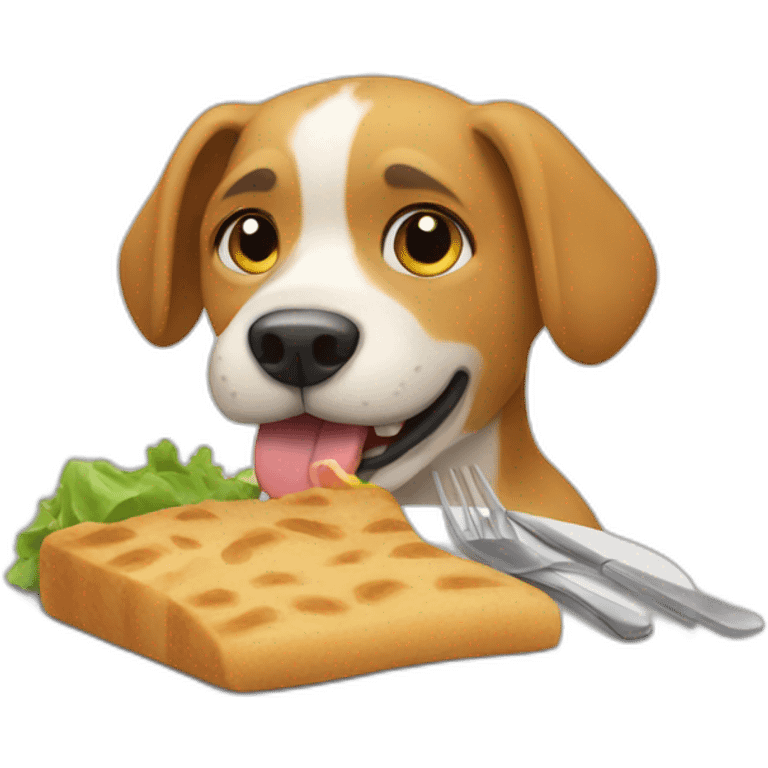 A dog eating lunch emoji