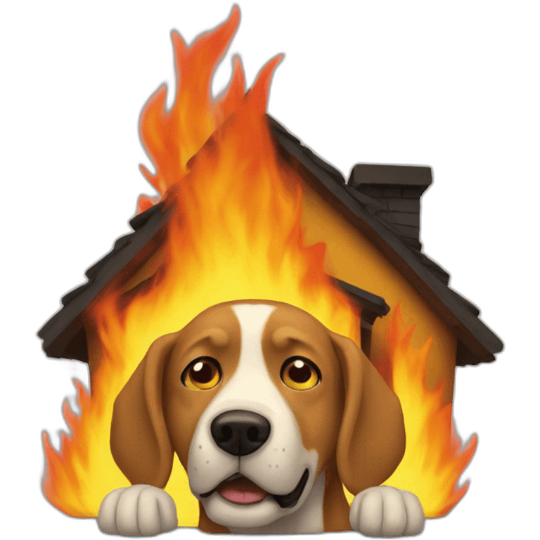 this is fine burning house dog emoji