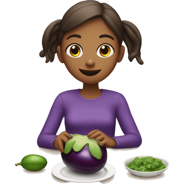 Girl eating eggplant emoji