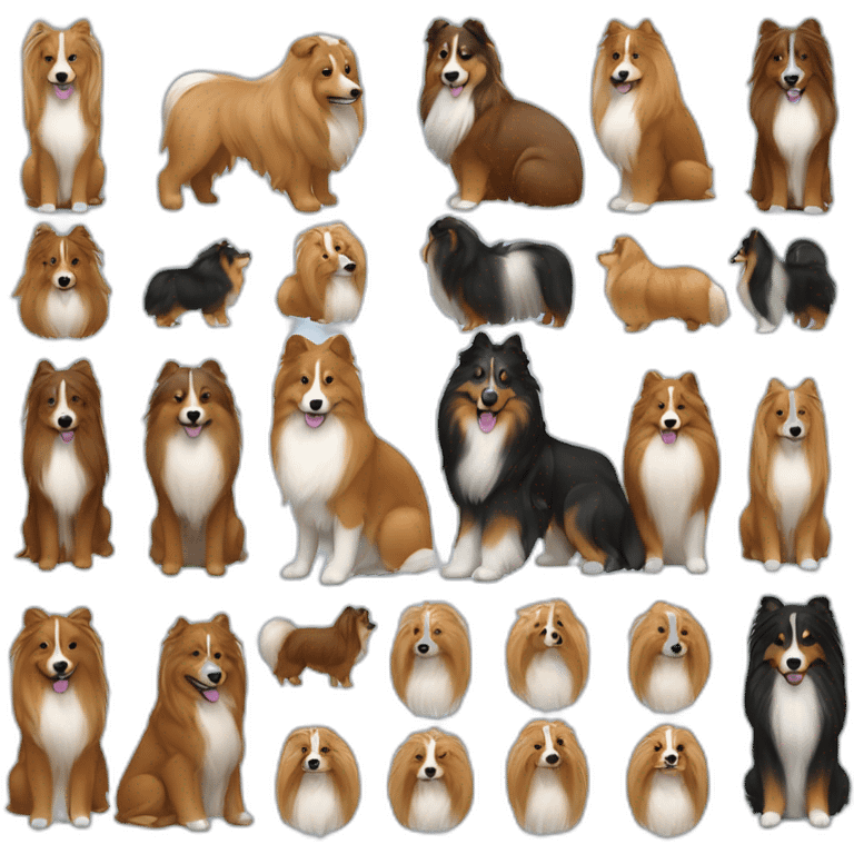 light-broun hair yong woman with sable sheltie and bi-black sheltie emoji