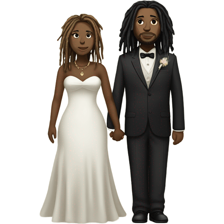 full body Plus size couple with dreads wedding pale emoji