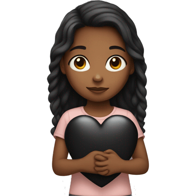 girl holding black heart  emoji