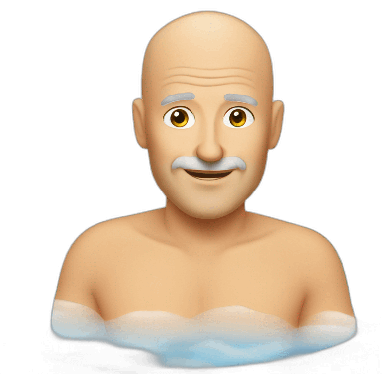 European bald IT guy in his sixties in his jacuzzi emoji