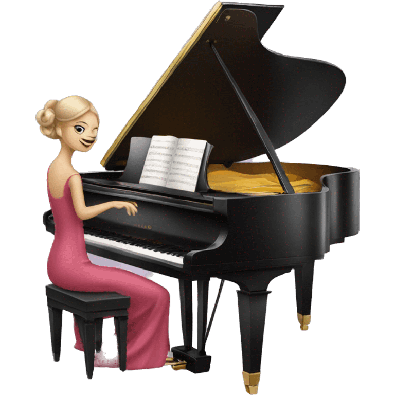 elegant lady wearing a dress playing the grand piano emoji