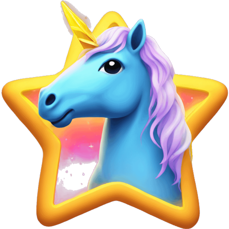 A neon unicorn holding a star emoji