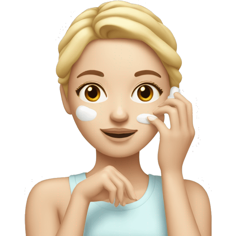 white girl applying cream on face emoji