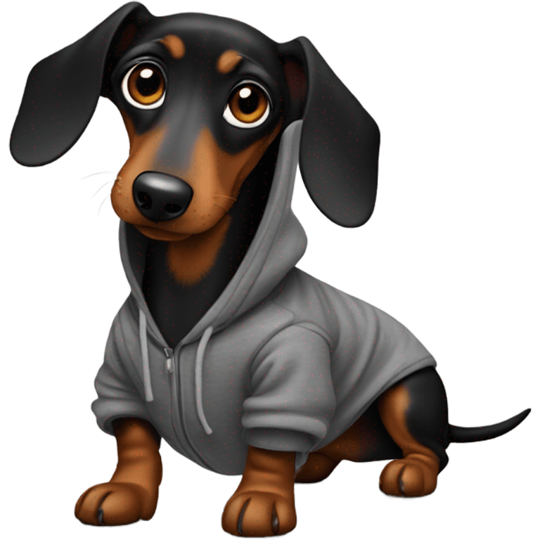 Black Dachshund wearing hoodie emoji