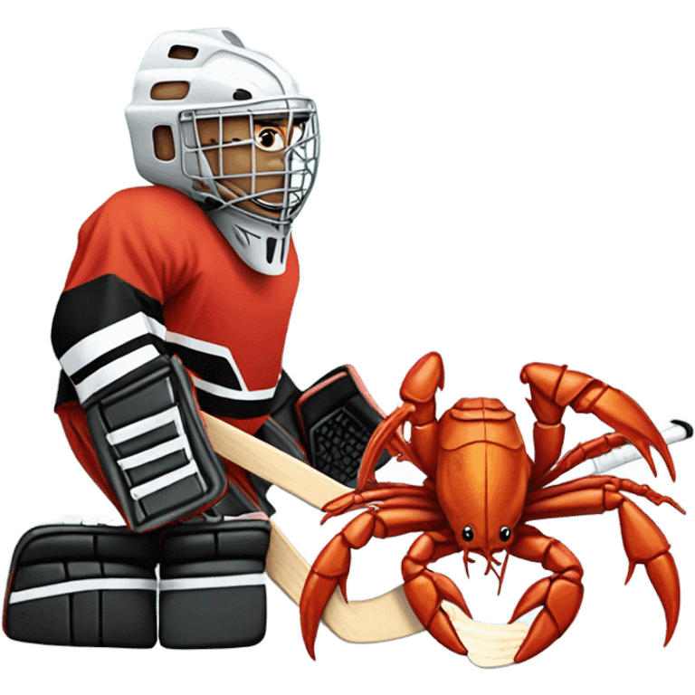 Crayfish hockey goalie emoji