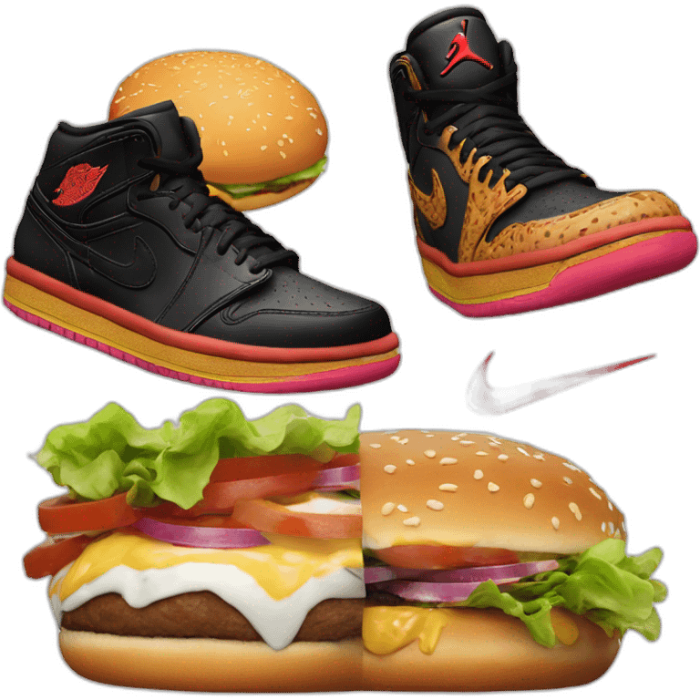 Une nike air jordan next chapter qui mange un burger emoji