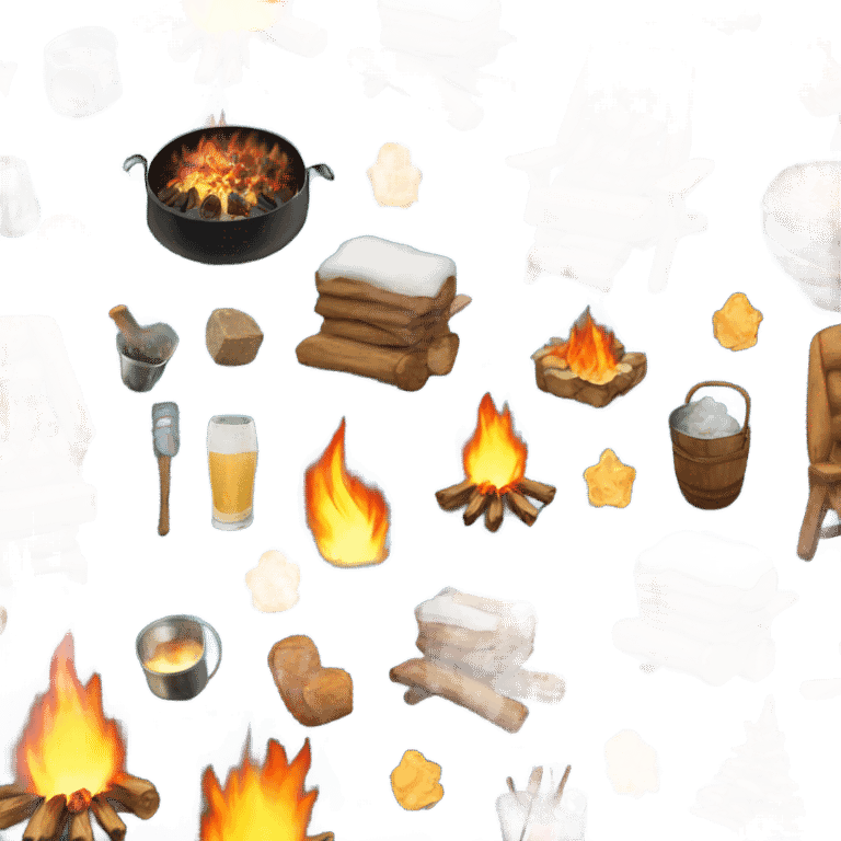 Outdoor winter party with a huge bonfire emoji