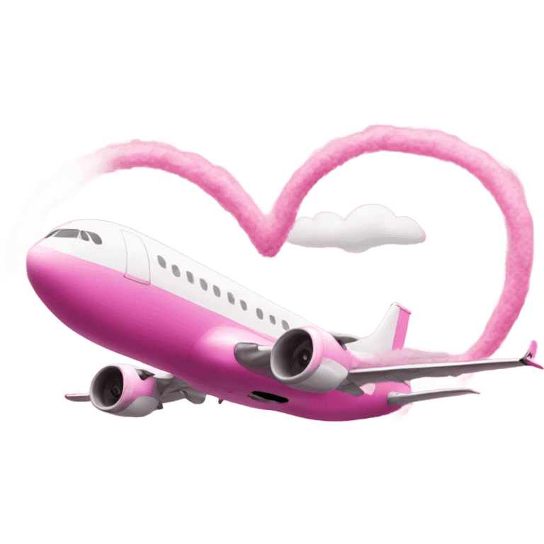 Pink plane drawing heart trail in sky emoji