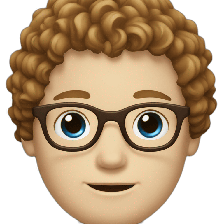 White boy with blue eyes with glasses with brown curly hair emoji