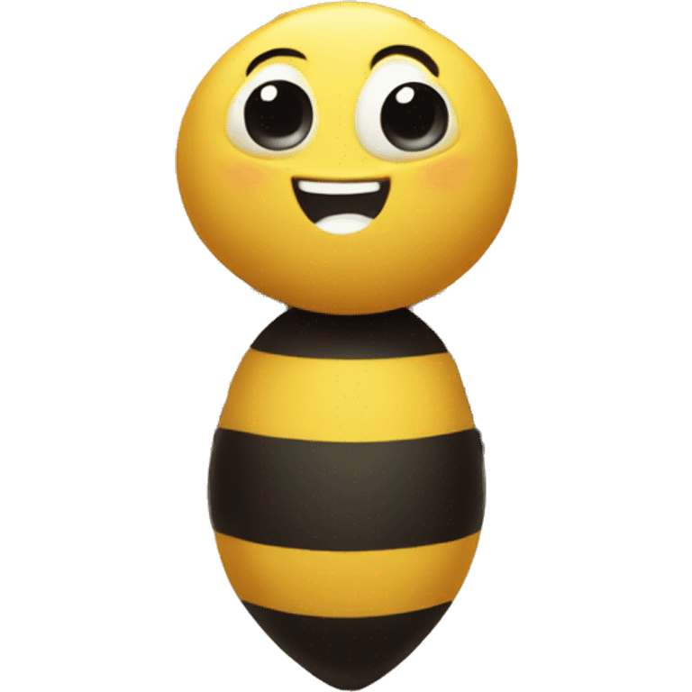 A cute and smiling bee with wings as big as itself in a square shape emoji