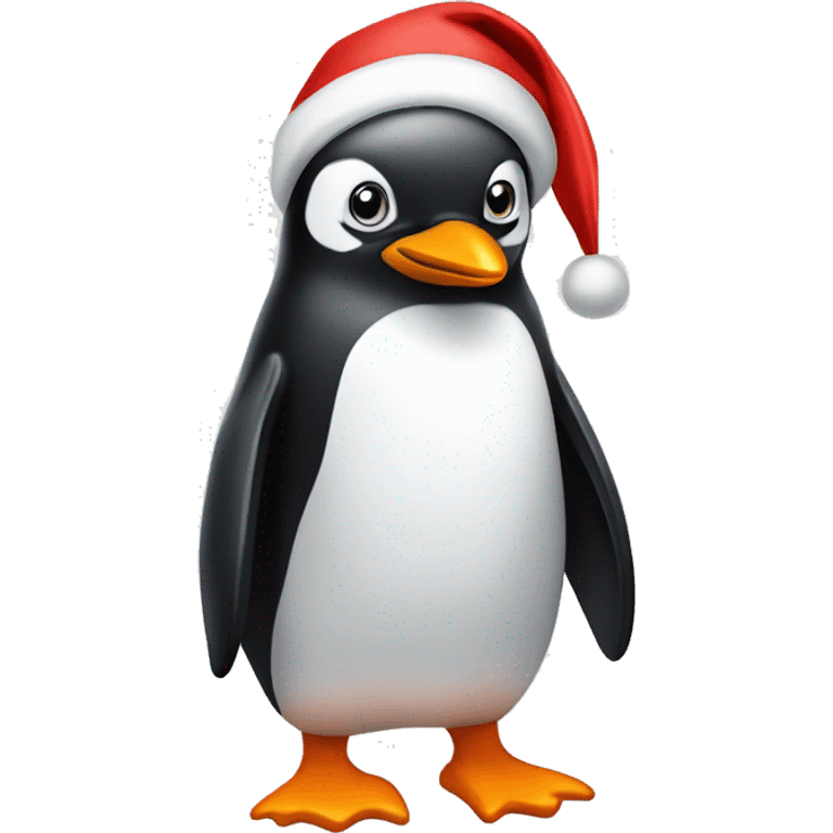 penguin with santa claus’ hat  emoji