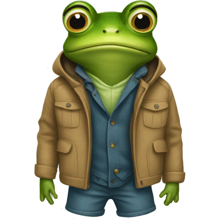 Frog with pants and coat emoji