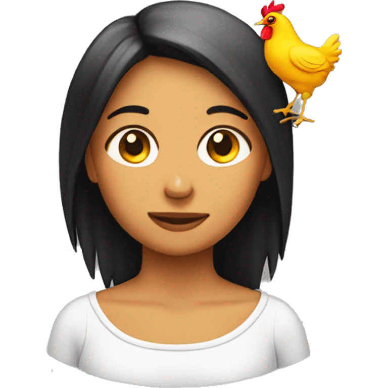 Girl head with chicken body emoji