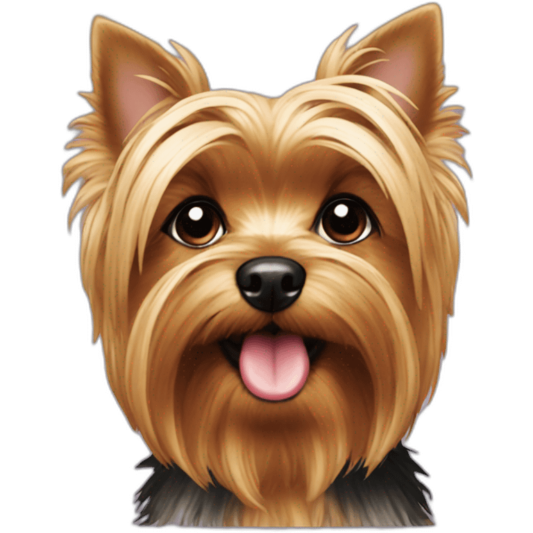  Yorkie with black eyes licking nose  emoji