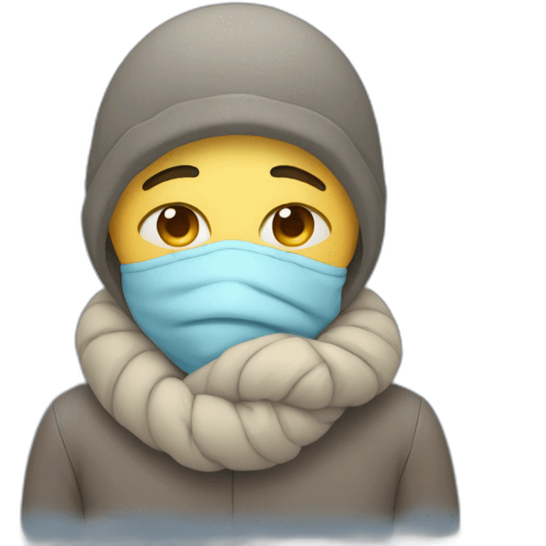 person embraces cold emoji