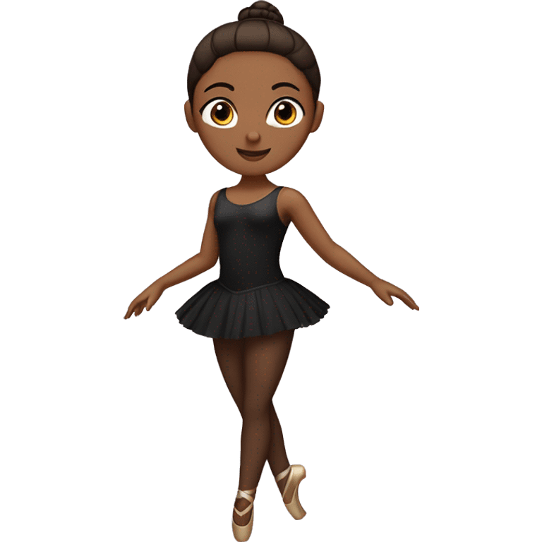 ballerina in black leotard with dark brown bun on the head emoji