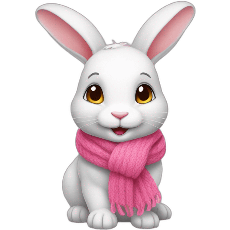 a hermelin rabbit with a pink scarf around its neck emoji