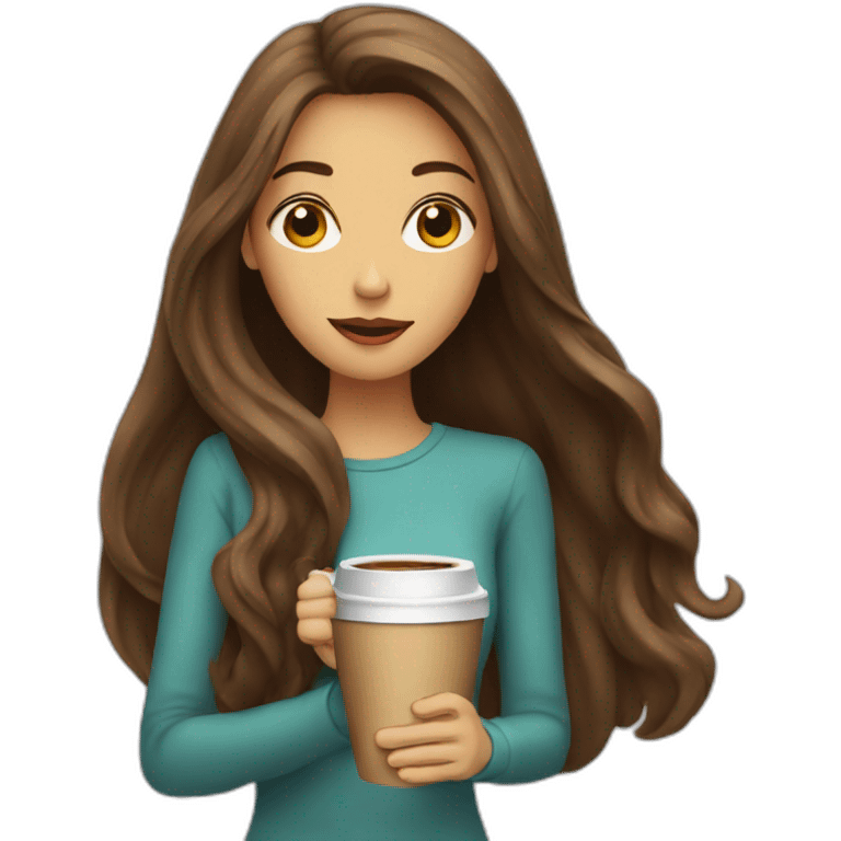 coffee drinking long haired woman emoji