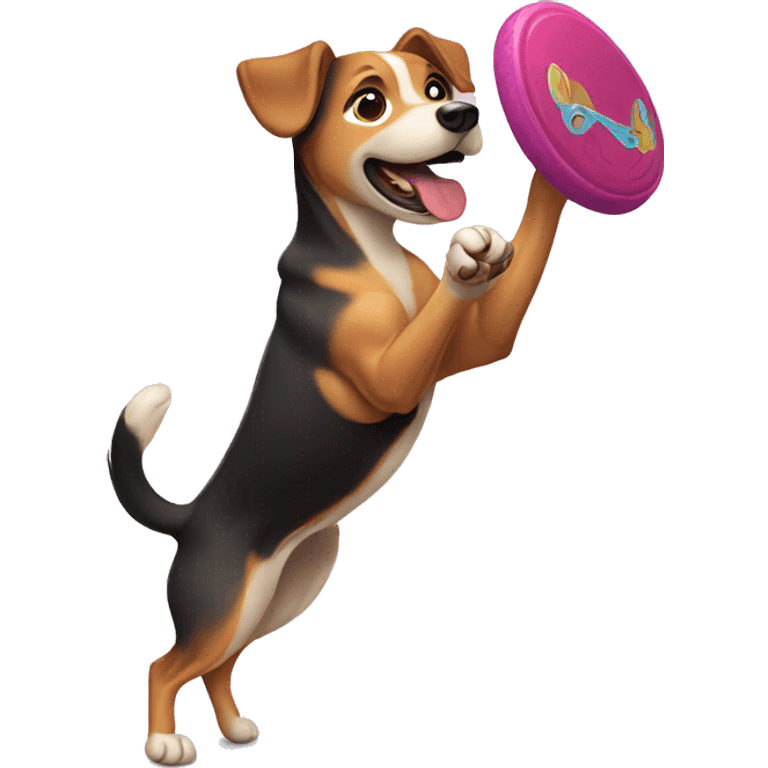 Dog catching frisbee emoji