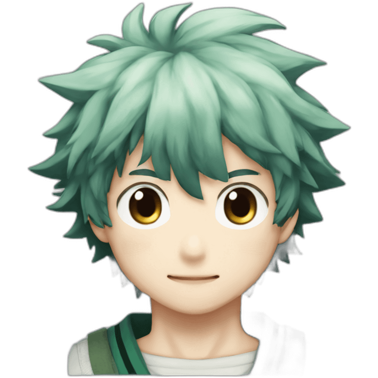 izuku midoriya with Dark Brown haire and Brown eye emoji