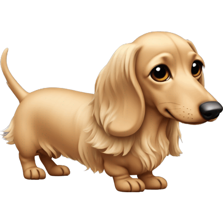 Light Beige color long hair long face dachshund full body  emoji