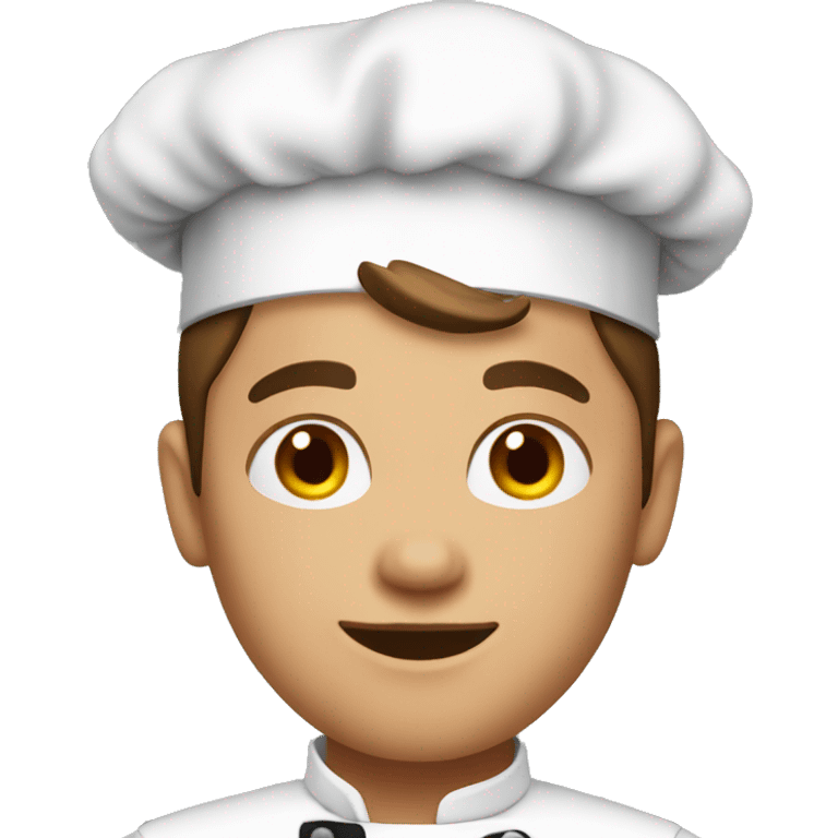 young adult white with short brown hair as a chef emoji