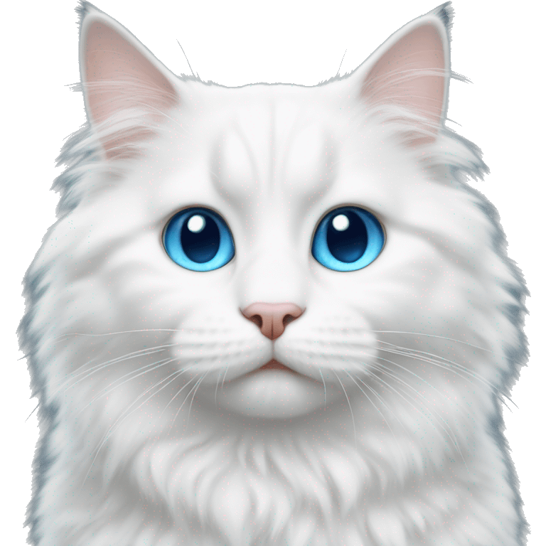 fluffy, blue eyes white cat emoji