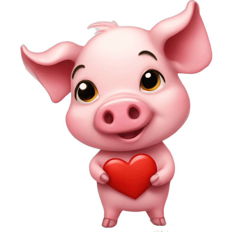 Cute pig with red hearth in his hand  emoji